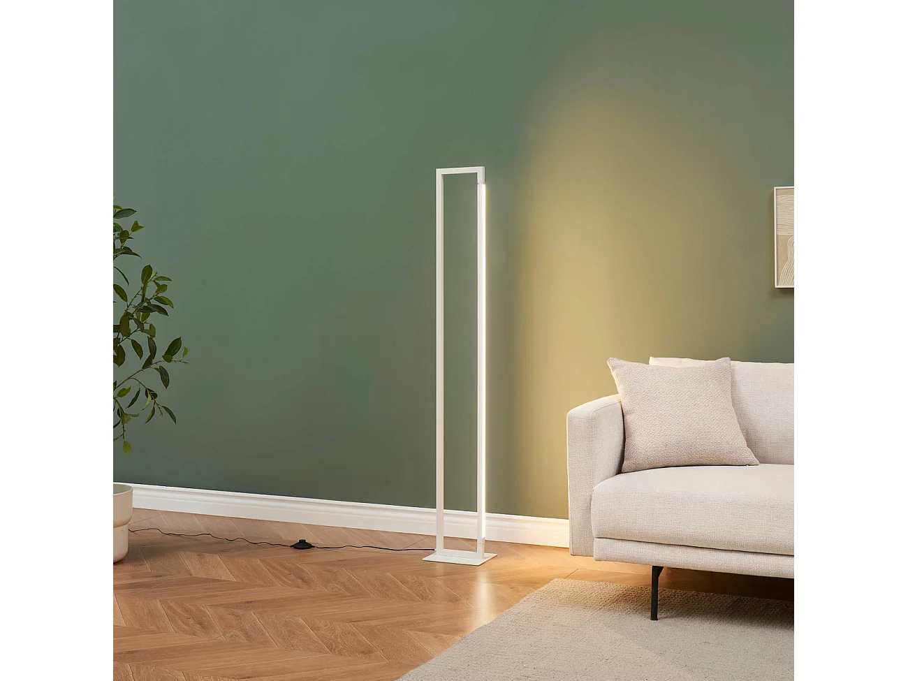 Lampadaire blanc avec pied pivotant variateur intégré 140 cm - Laka