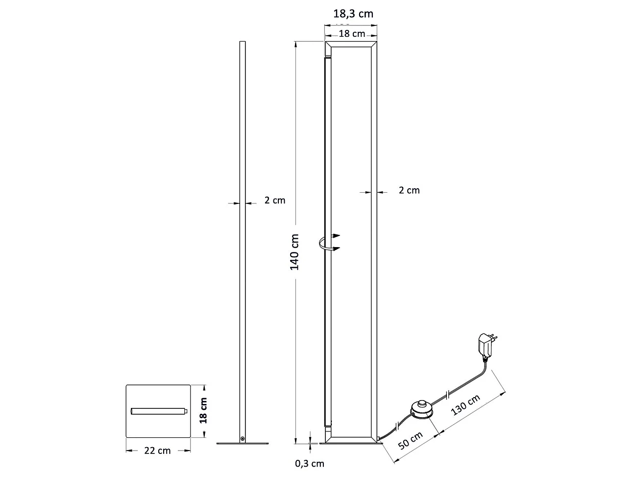 Lampadaire blanc avec pied pivotant variateur intégré 140 cm - Laka