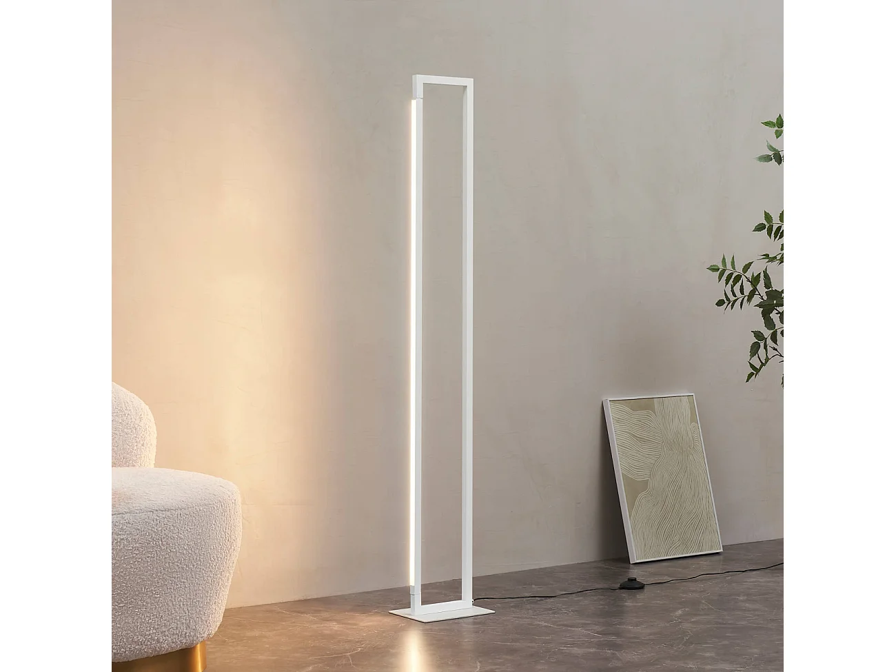 Lampadaire blanc avec pied pivotant variateur intégré 140 cm - Laka