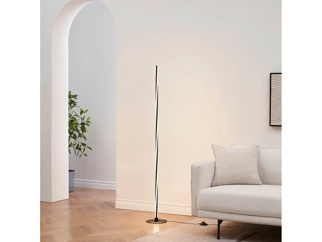 Lampadaire noir LED dimmable spirale moderne 148 cm - Telvo