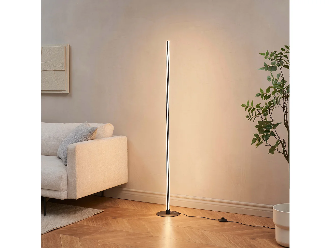 Lampadaire noir LED dimmable spirale moderne 148 cm - Telvo