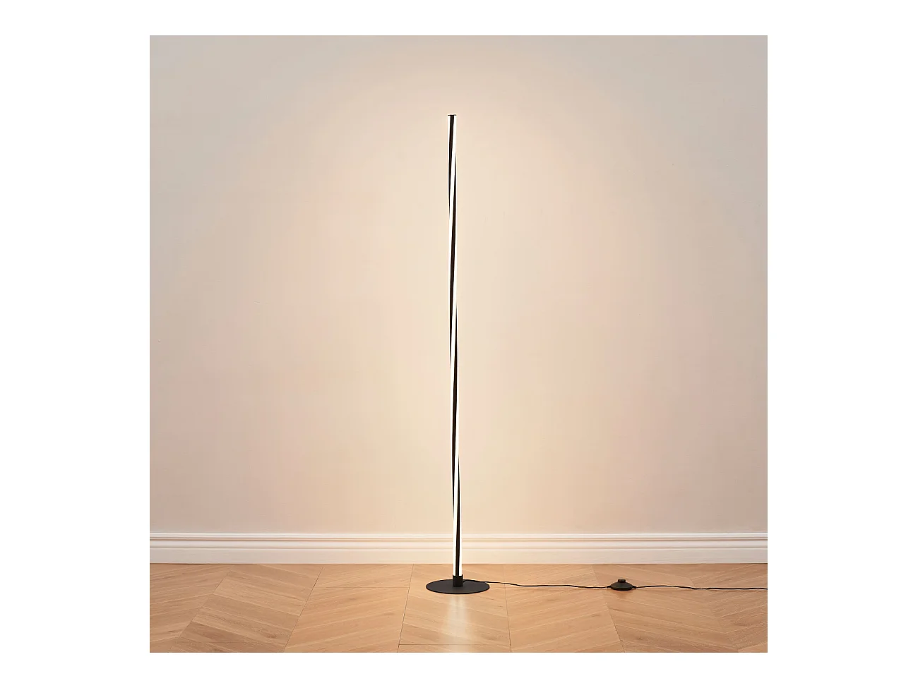 Lampadaire noir LED dimmable spirale moderne 148 cm - Telvo