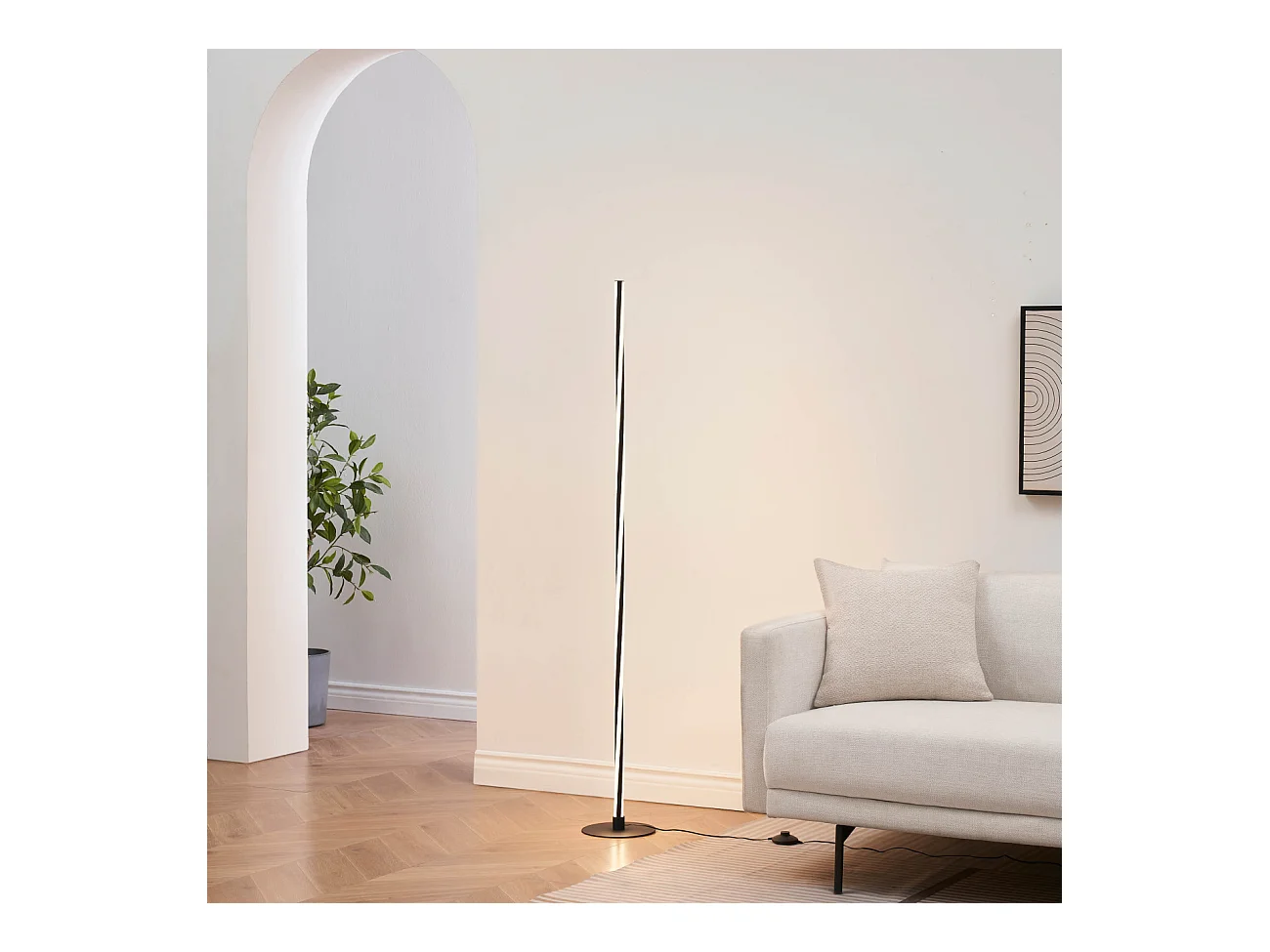 Lampadaire noir LED dimmable spirale moderne 148 cm - Telvo