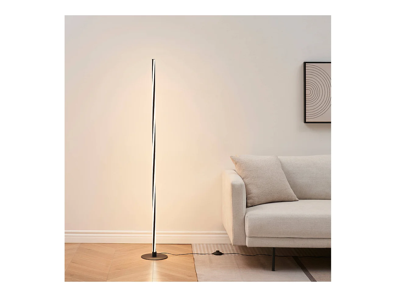 Lampadaire noir LED dimmable spirale moderne 148 cm - Telvo