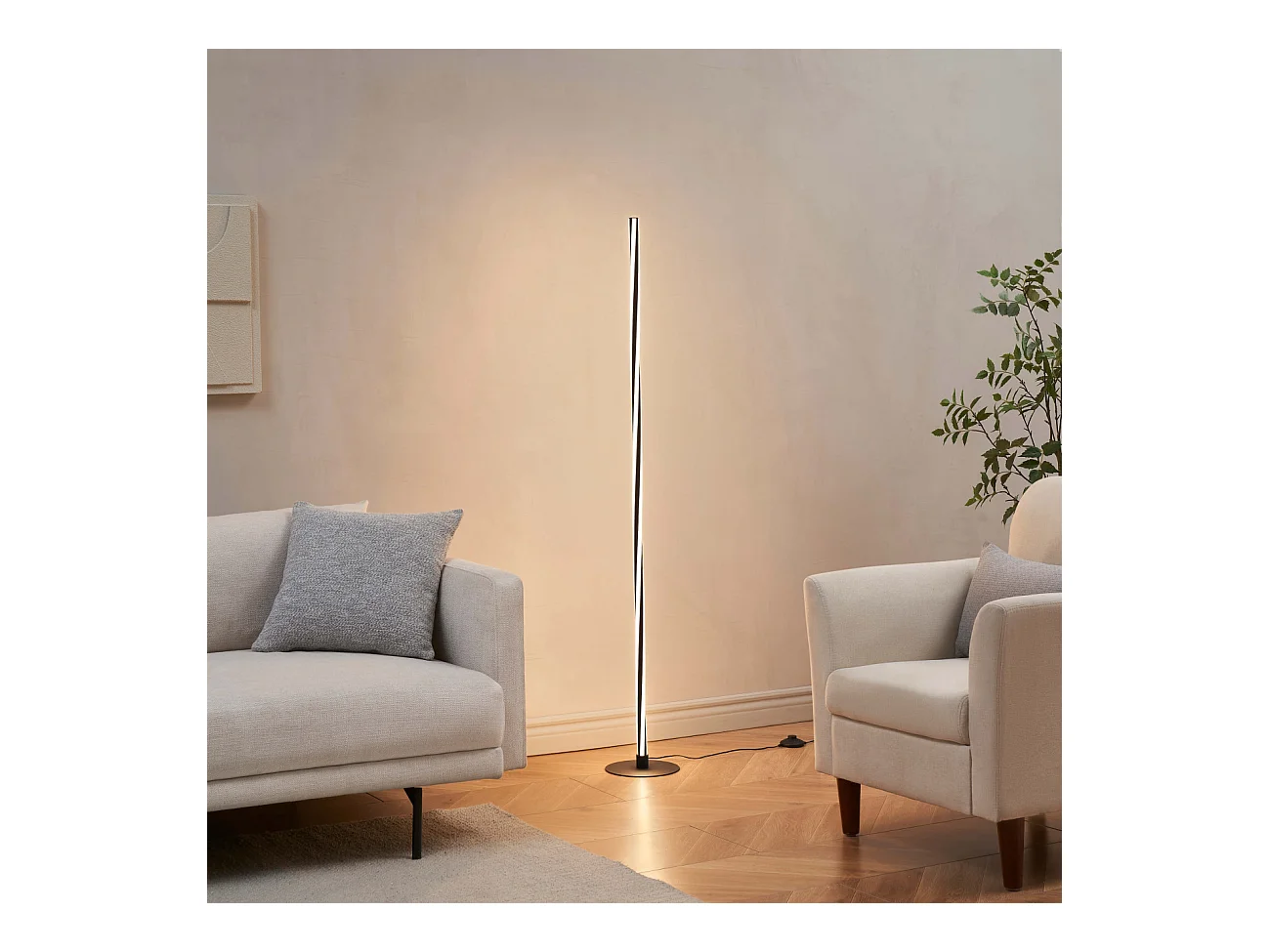 Lampadaire noir LED dimmable spirale moderne 148 cm - Telvo