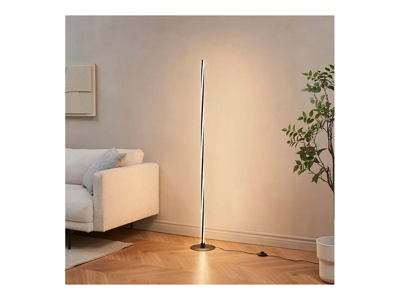 Lampadaire noir LED dimmable spirale moderne 148 cm - Telvo
