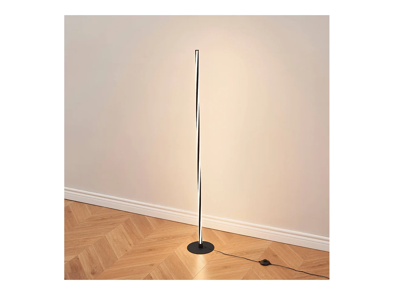 Lampadaire noir LED dimmable spirale moderne 148 cm - Telvo