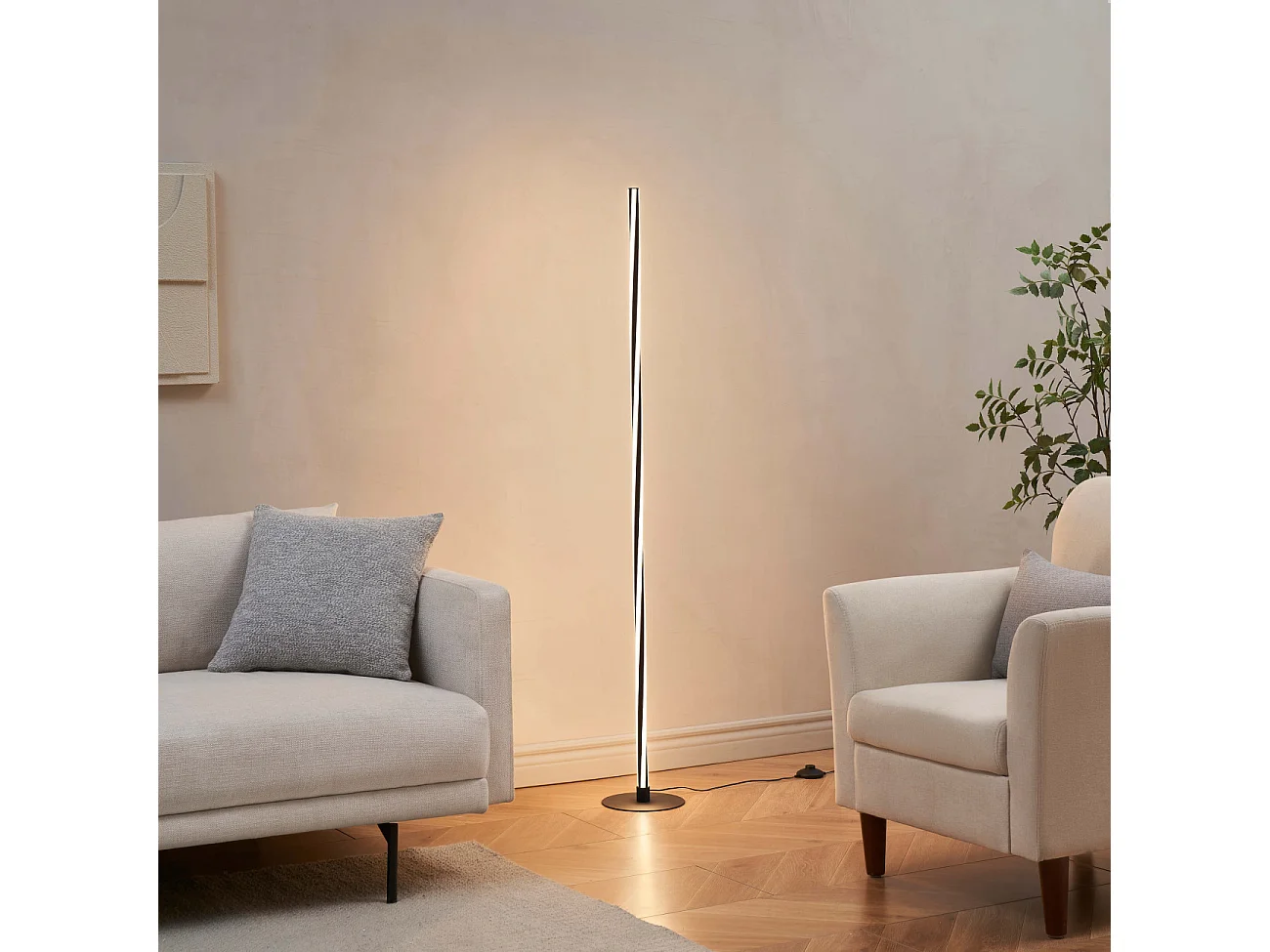 Lampadaire noir LED dimmable spirale moderne 148 cm - Telvo