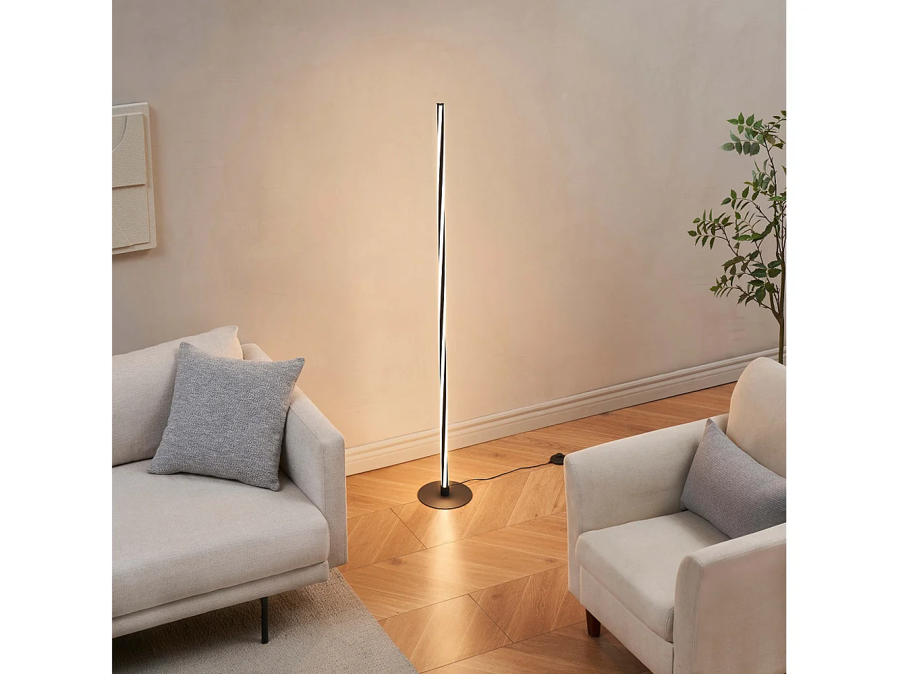 Lampadaire noir LED dimmable spirale moderne 148 cm - Telvo