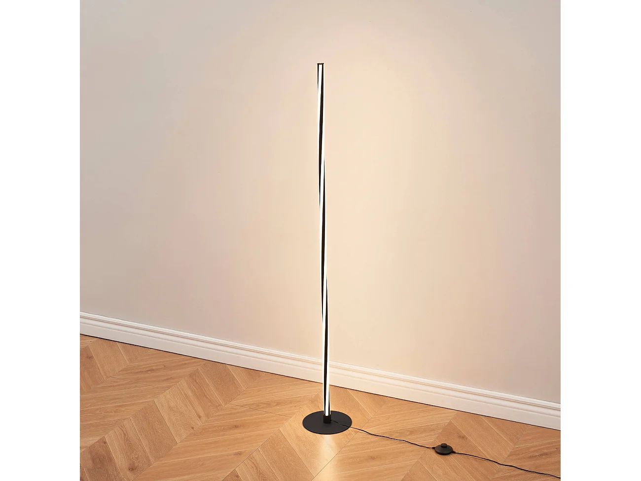Lampadaire noir LED dimmable spirale moderne 148 cm - Telvo