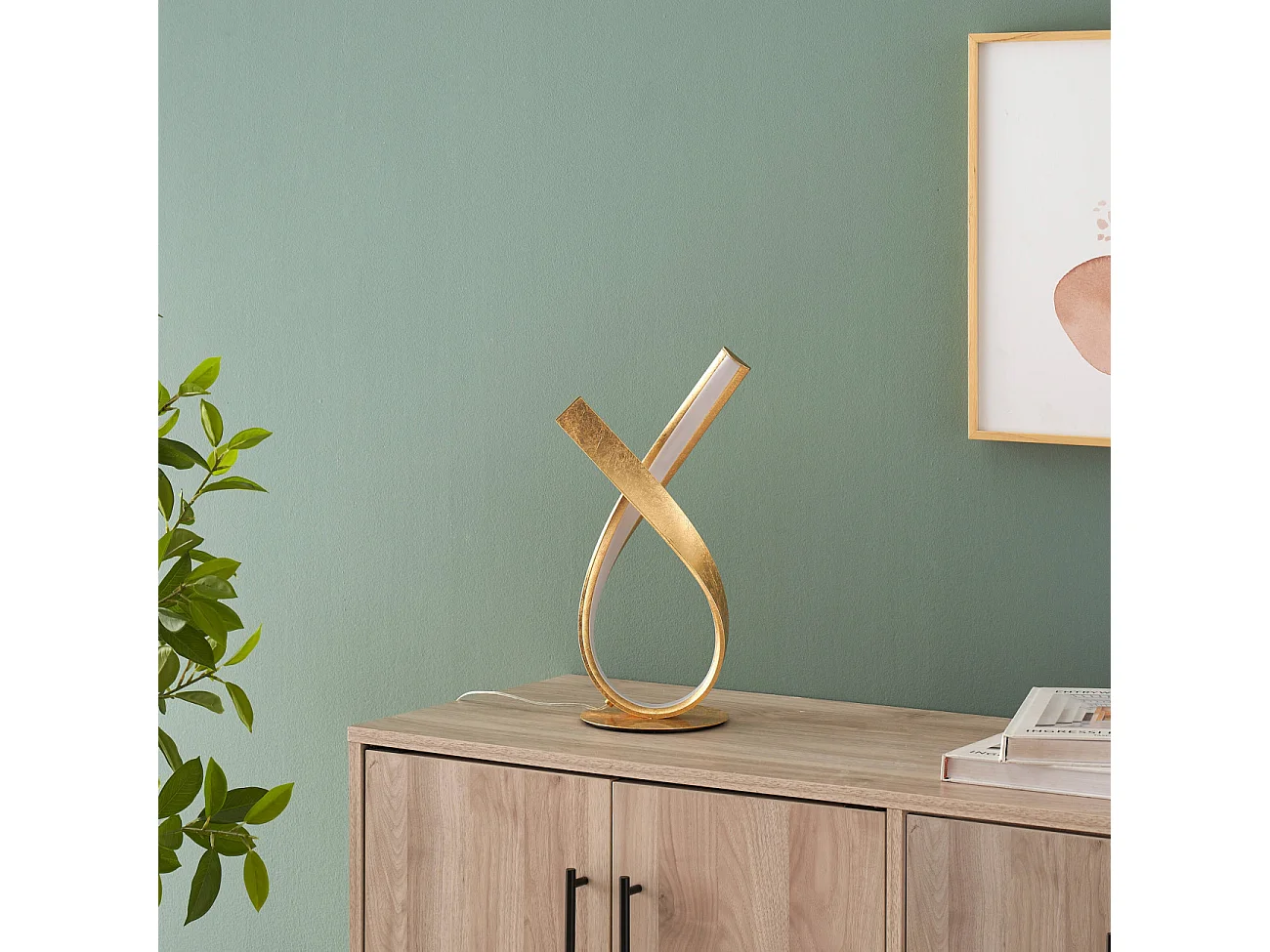 Lampe à poser doré effet feuille d'or - Millenium