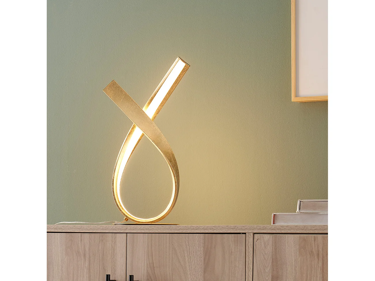 Lampe à poser doré effet feuille d'or - Millenium