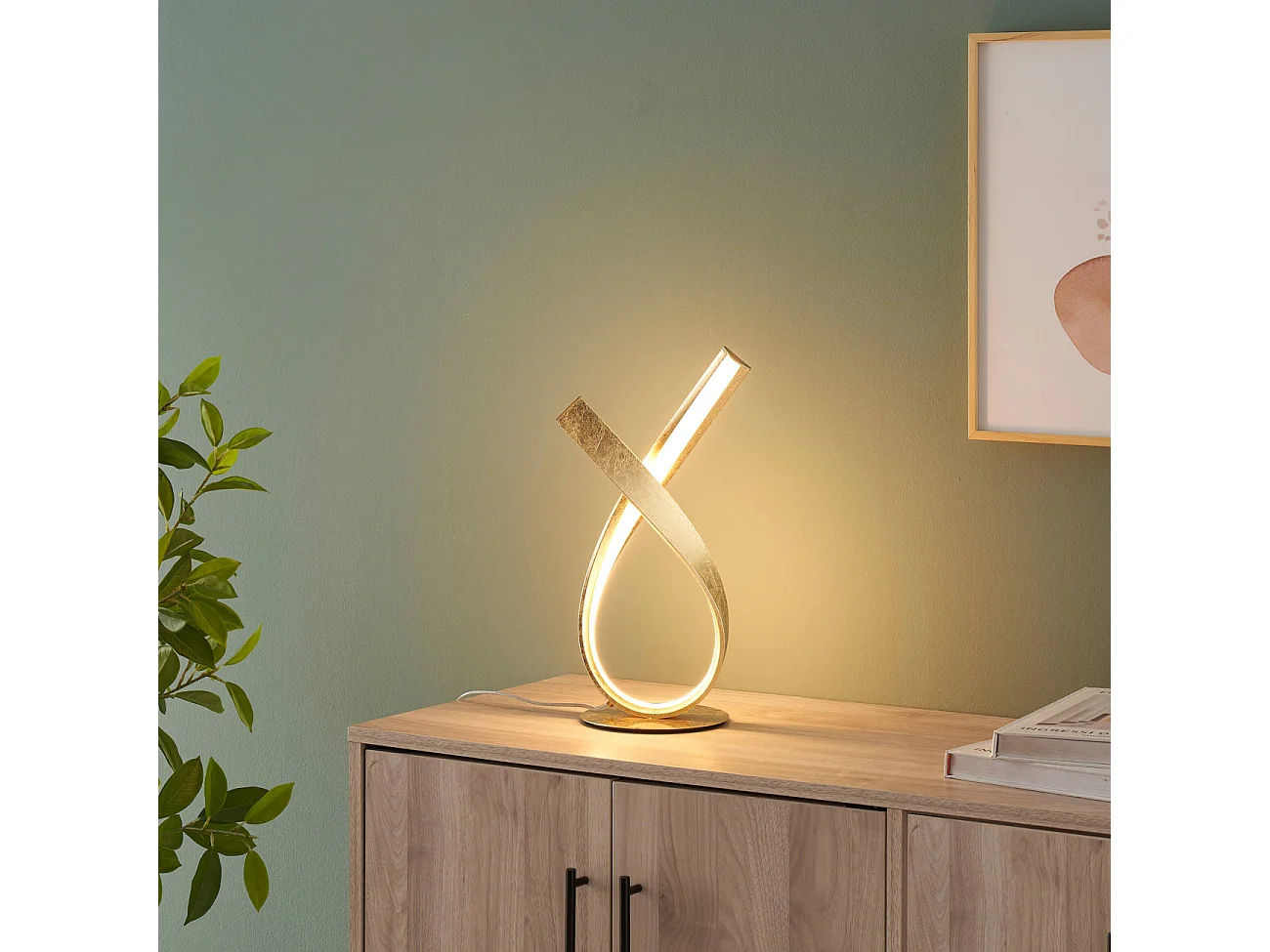 Lampe à poser doré effet feuille d'or - Millenium