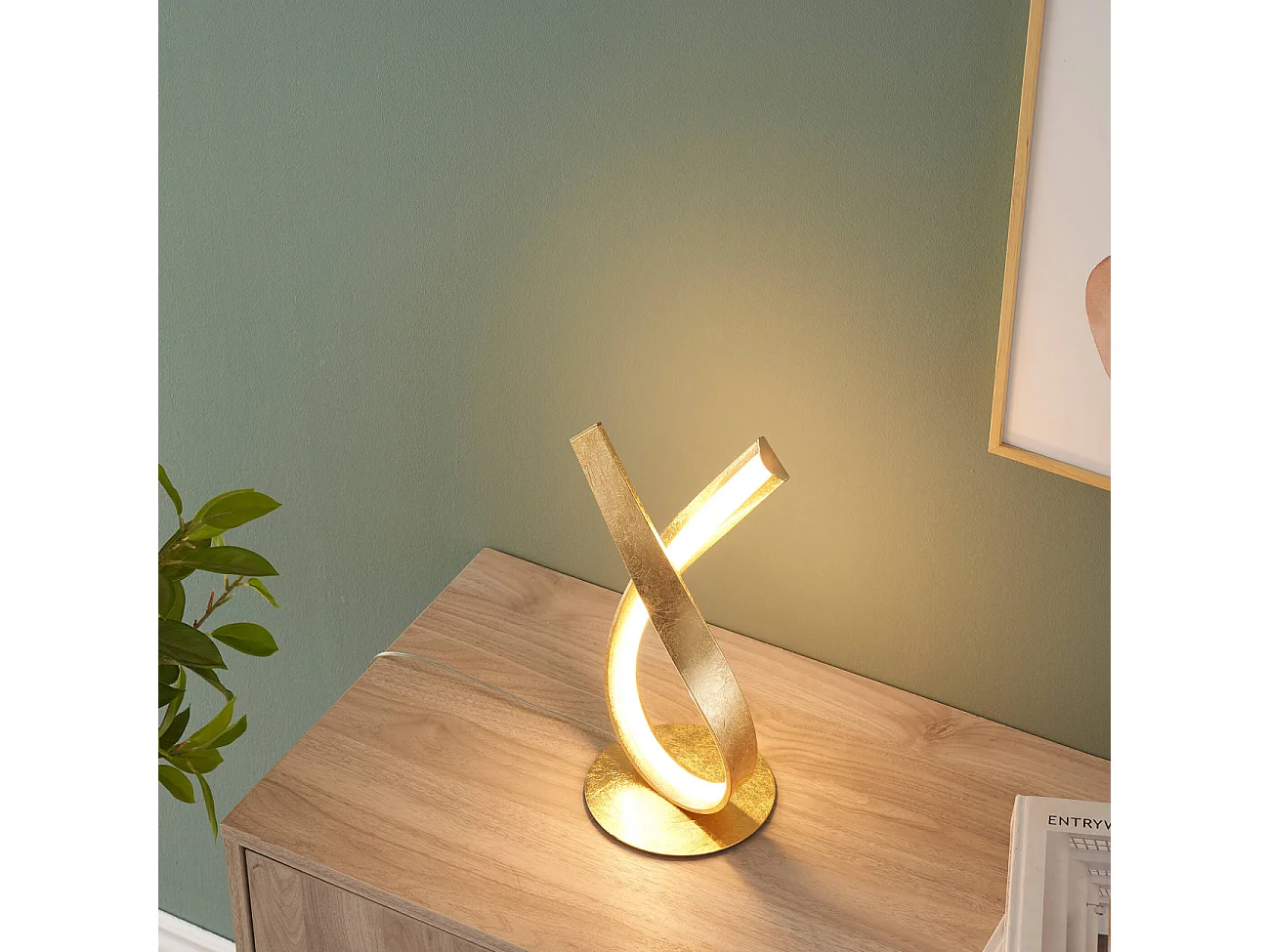 Lampe à poser doré effet feuille d'or - Millenium