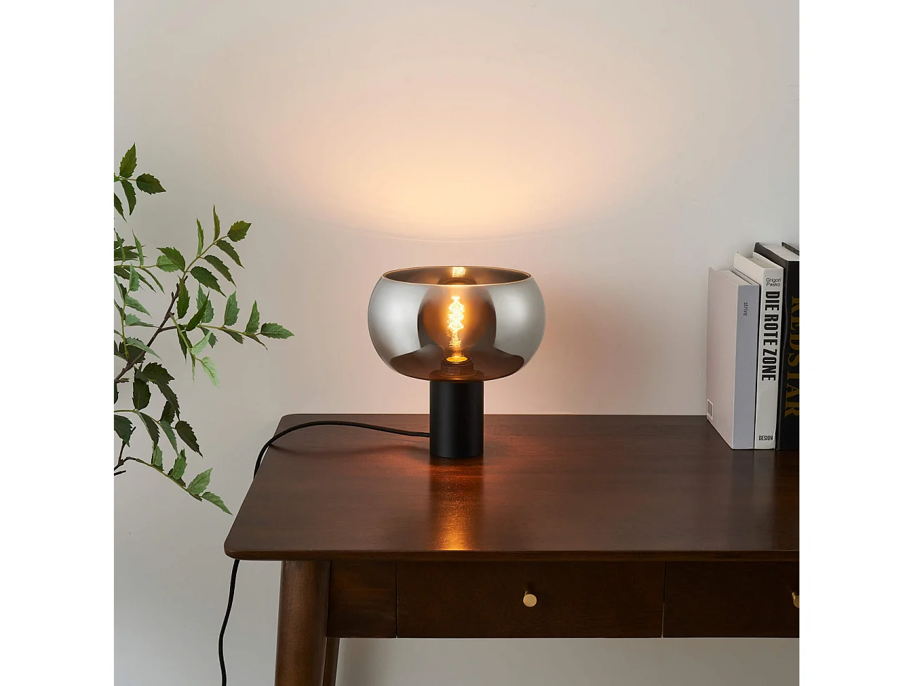 Lampe à poser moderne abat-jour verre fumé - Milan