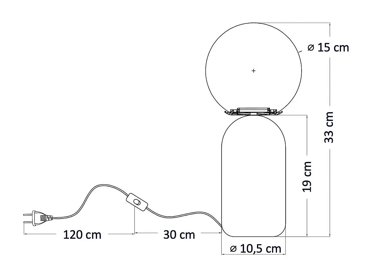 Petite lampe à poser couleur taupe boule banche - Sley