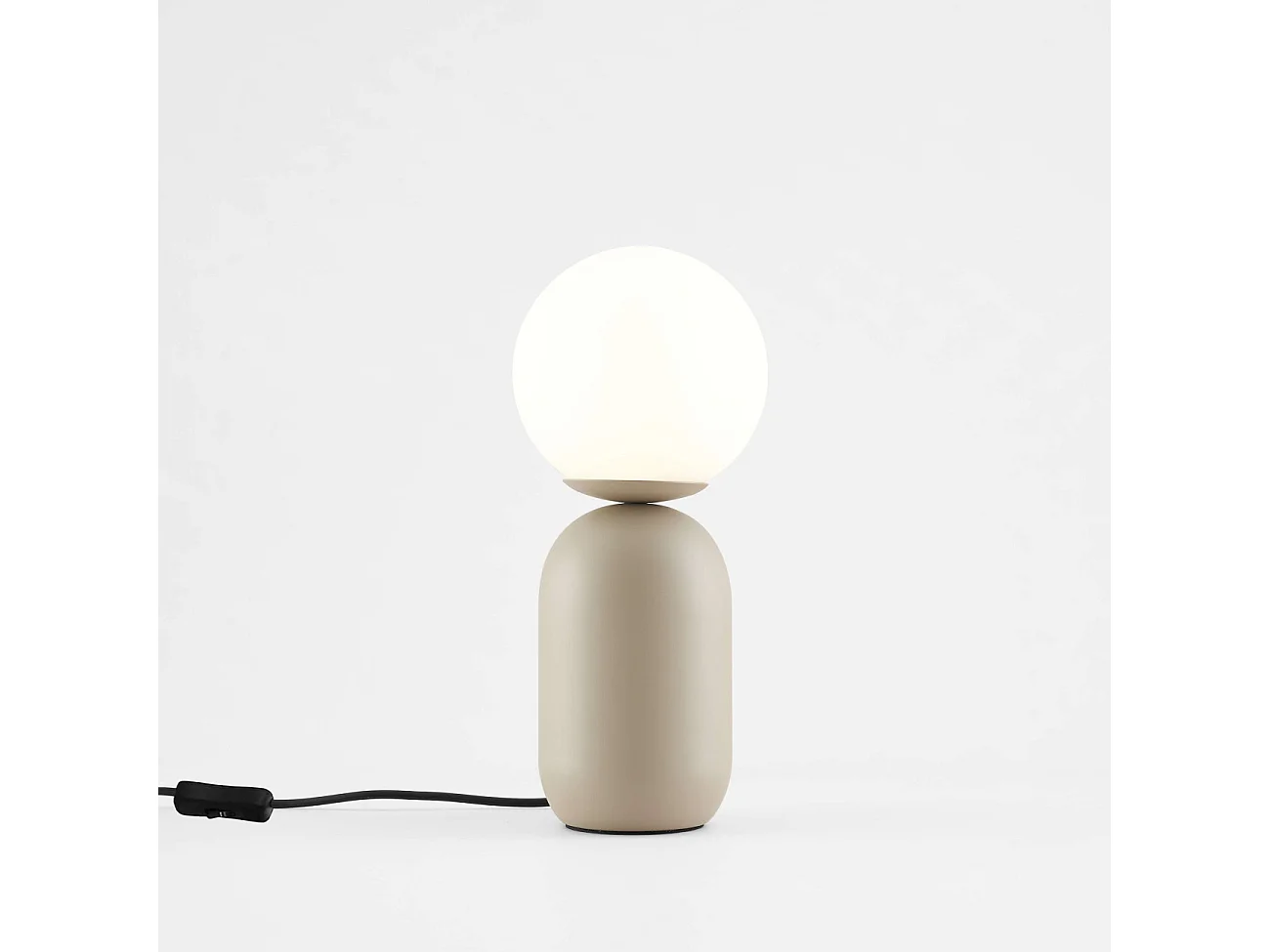 Petite lampe à poser couleur taupe boule banche - Sley