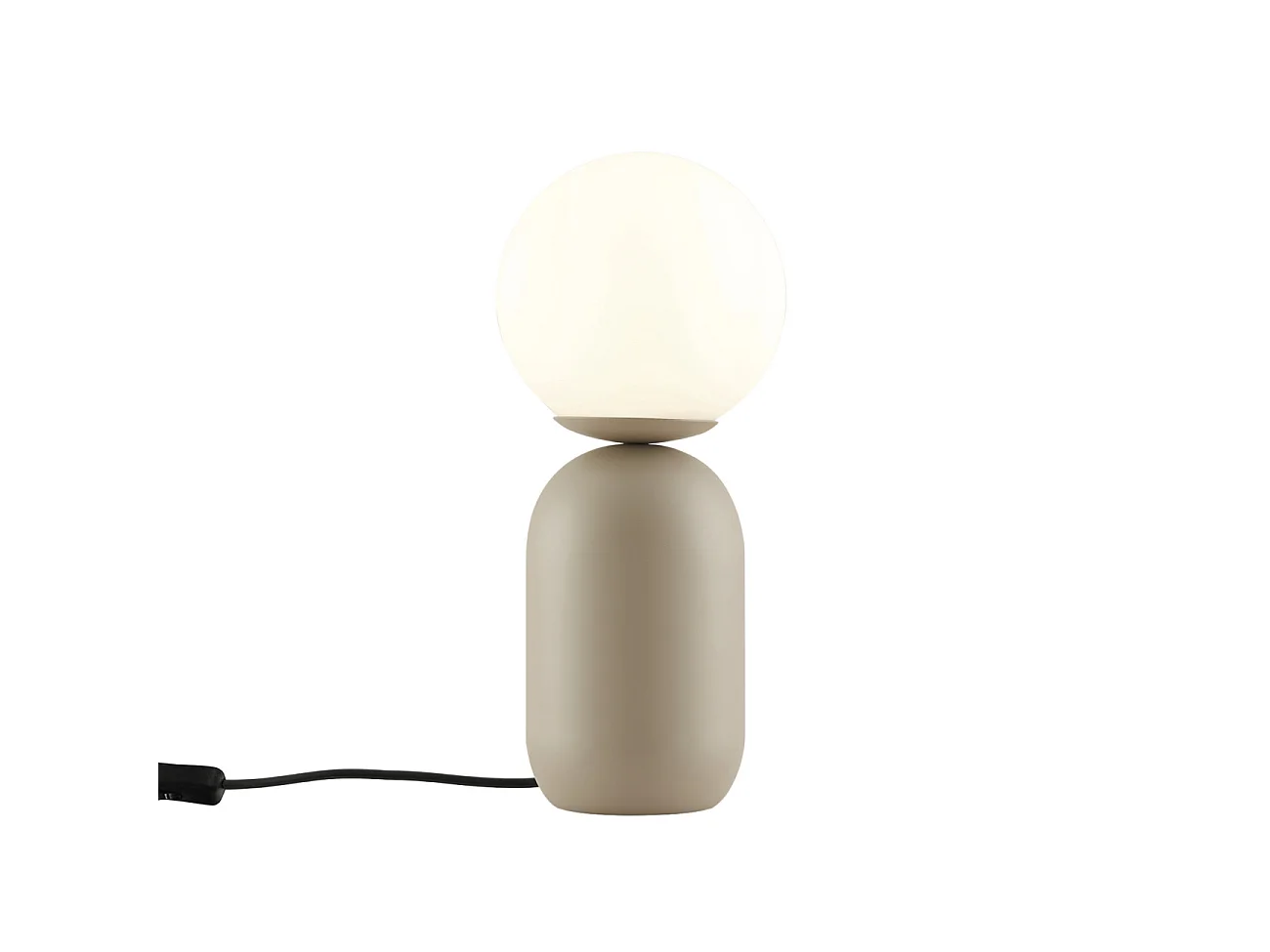 Petite lampe à poser couleur taupe boule banche - Sley