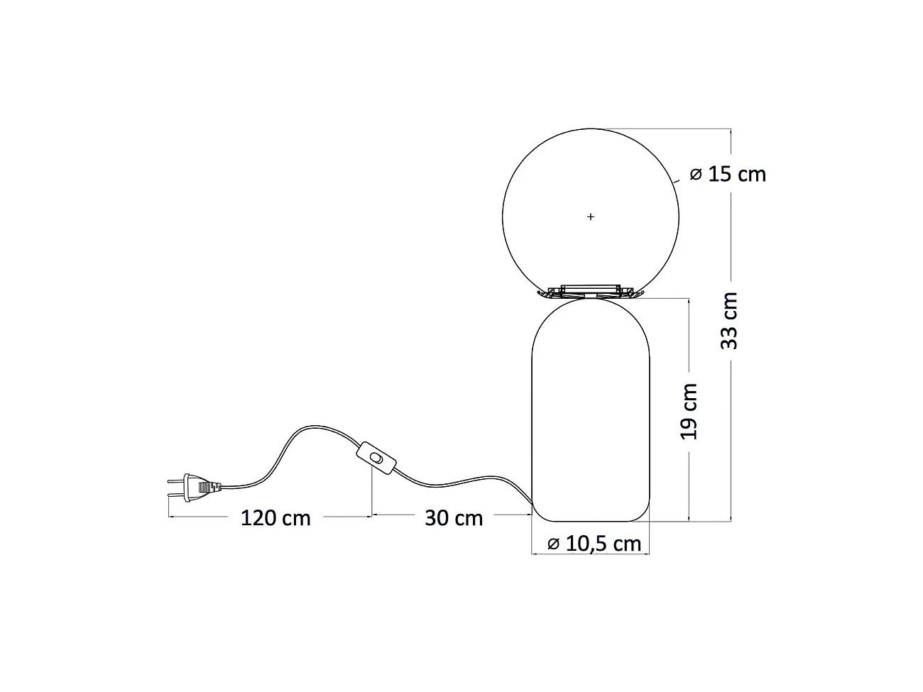 Petite lampe à poser couleur taupe boule banche - Sley