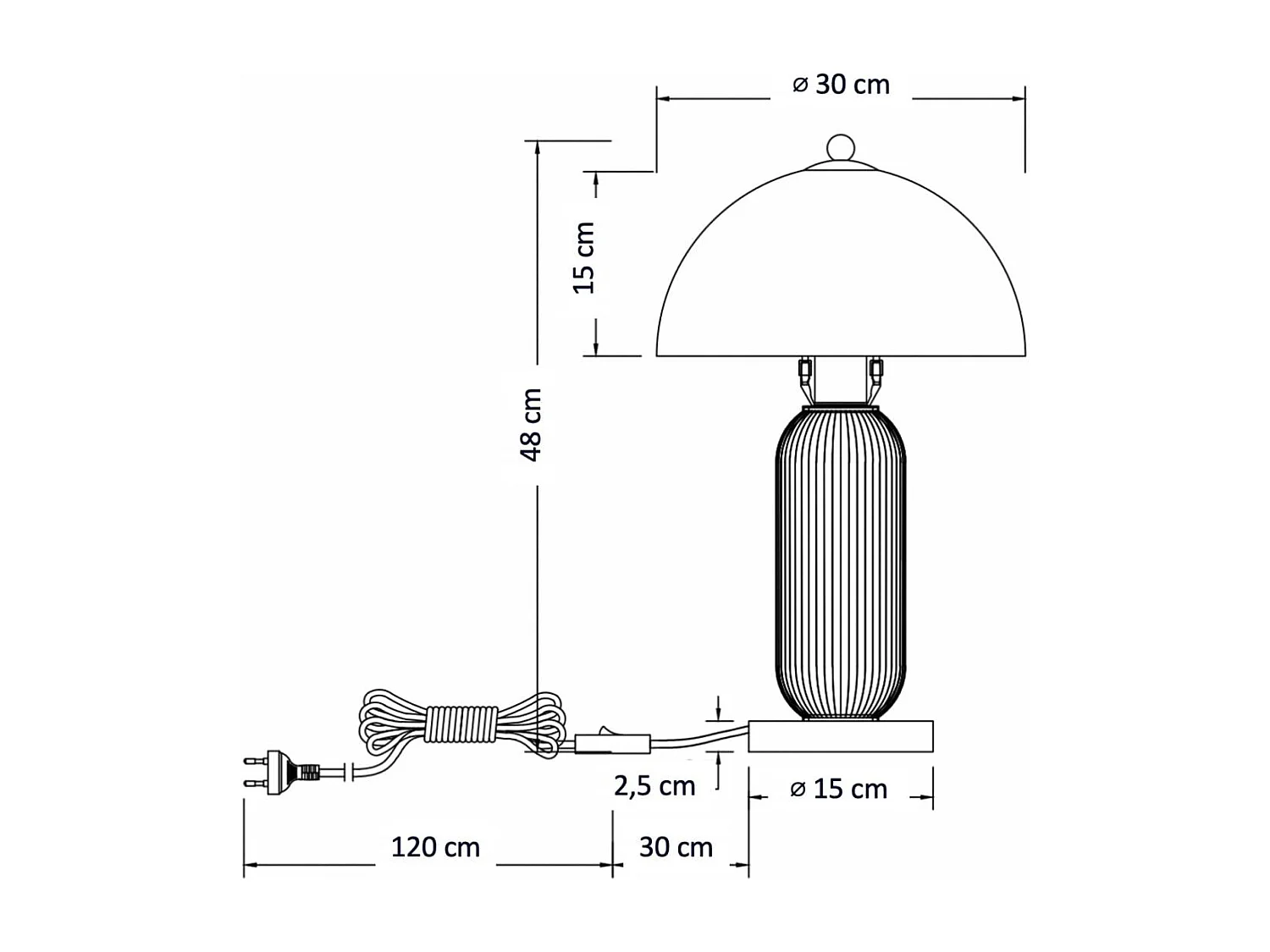 Lampe à poser vintage avec coupole en verre orientable - Adaline