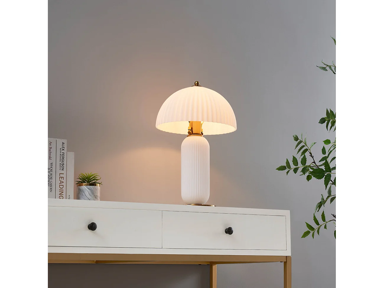Lampe à poser vintage avec coupole en verre orientable - Adaline