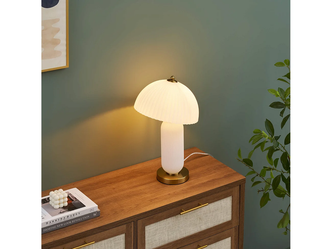 Lampe à poser vintage avec coupole en verre orientable - Adaline