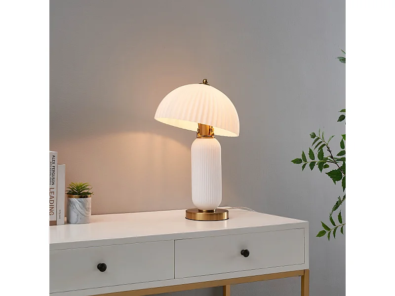 Lampe à poser vintage avec coupole en verre orientable - Adaline