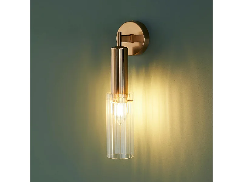 Applique vintage dorée tube en verre - Poggio