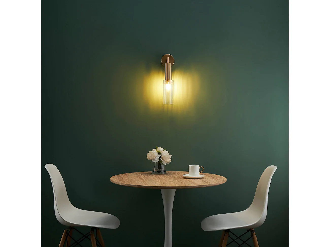 Applique vintage dorée tube en verre - Poggio