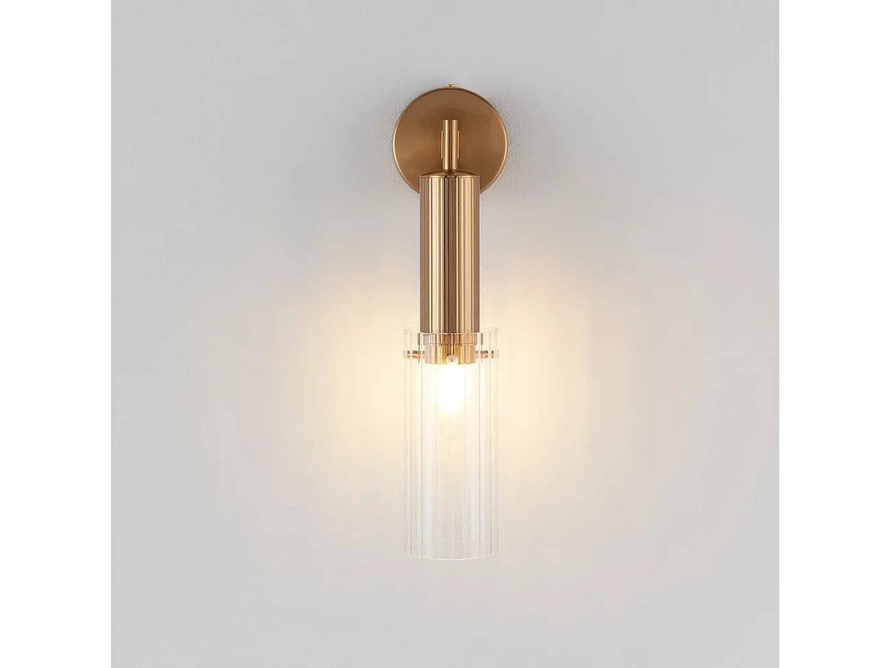 Applique vintage dorée tube en verre - Poggio