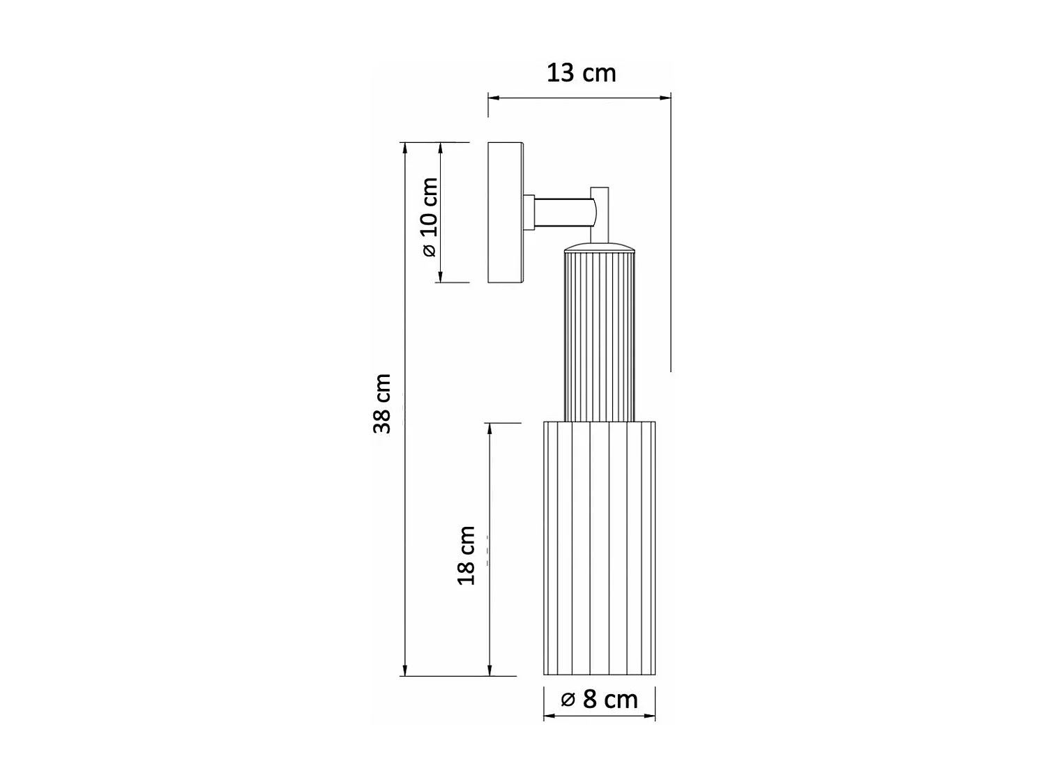 Applique vintage dorée tube en verre - Poggio