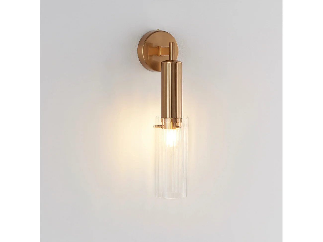 Applique vintage dorée tube en verre - Poggio