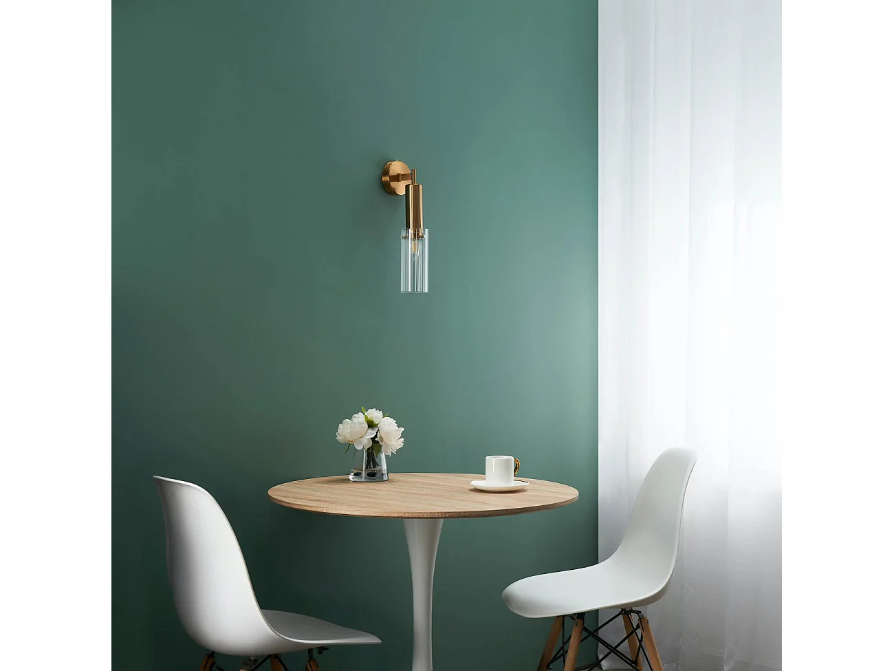 Applique vintage dorée tube en verre - Poggio