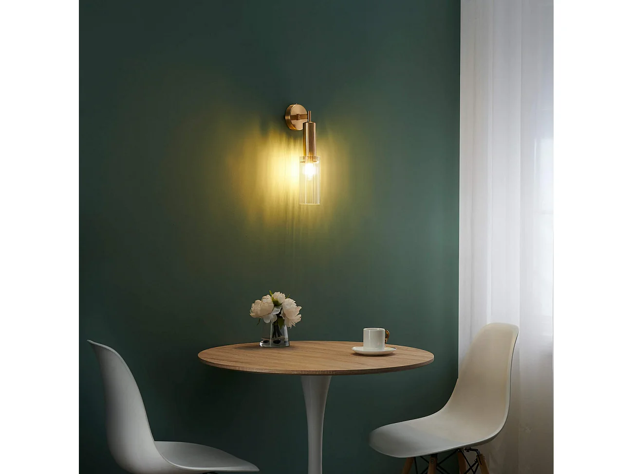 Applique vintage dorée tube en verre - Poggio