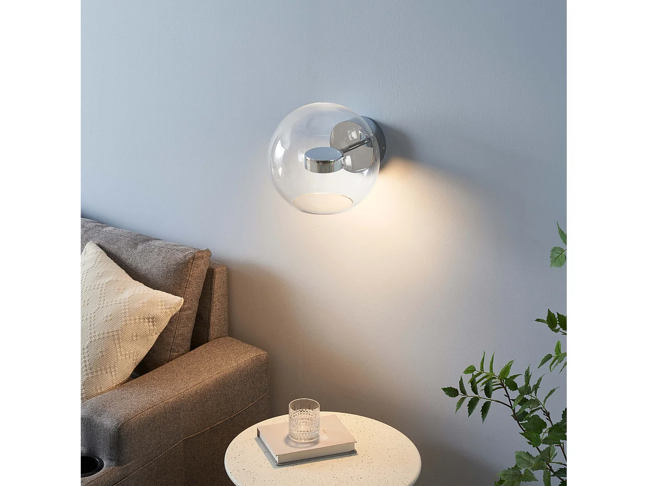 Applique chromée LED boule transparente - Gica