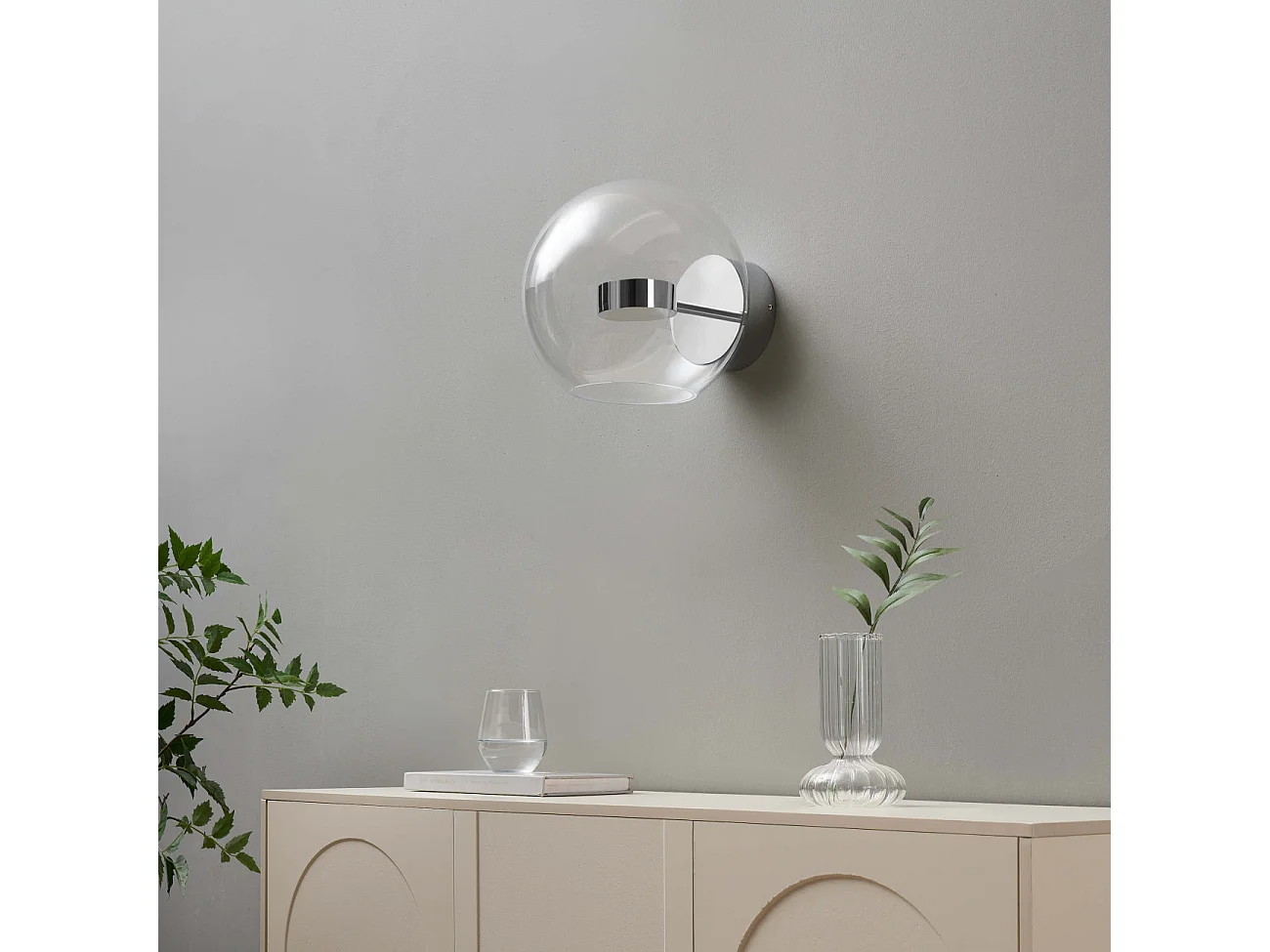 Applique chromée LED boule transparente - Gica