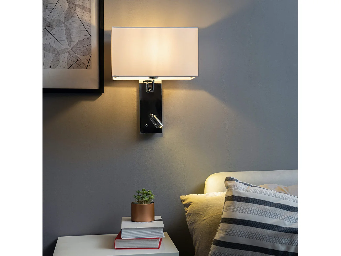 Applique murale liseuse tête de lit métal chromé - Alva