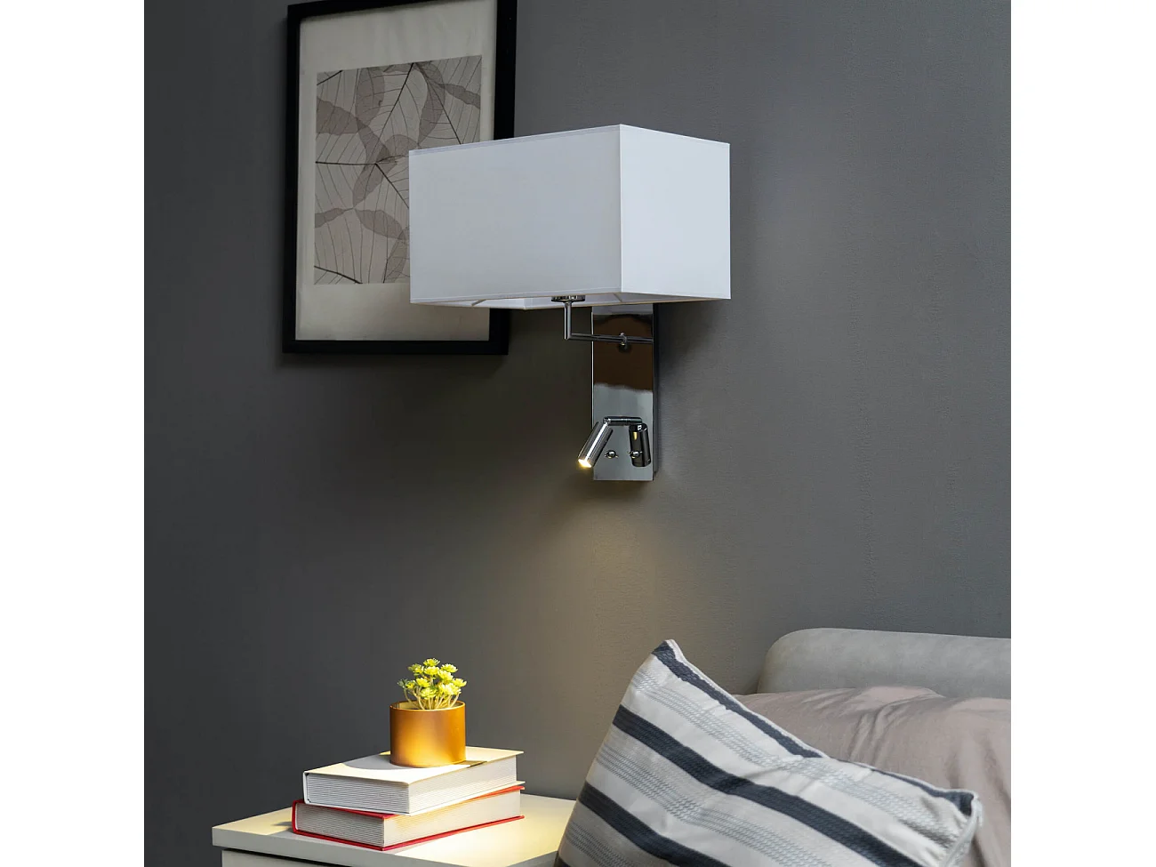 Applique murale liseuse tête de lit métal chromé - Alva