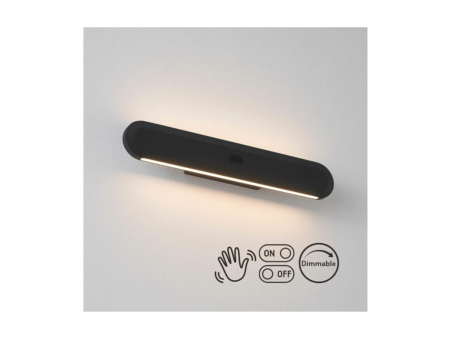 Applique murale tactile sans contact LED dimmable noire  - Aika