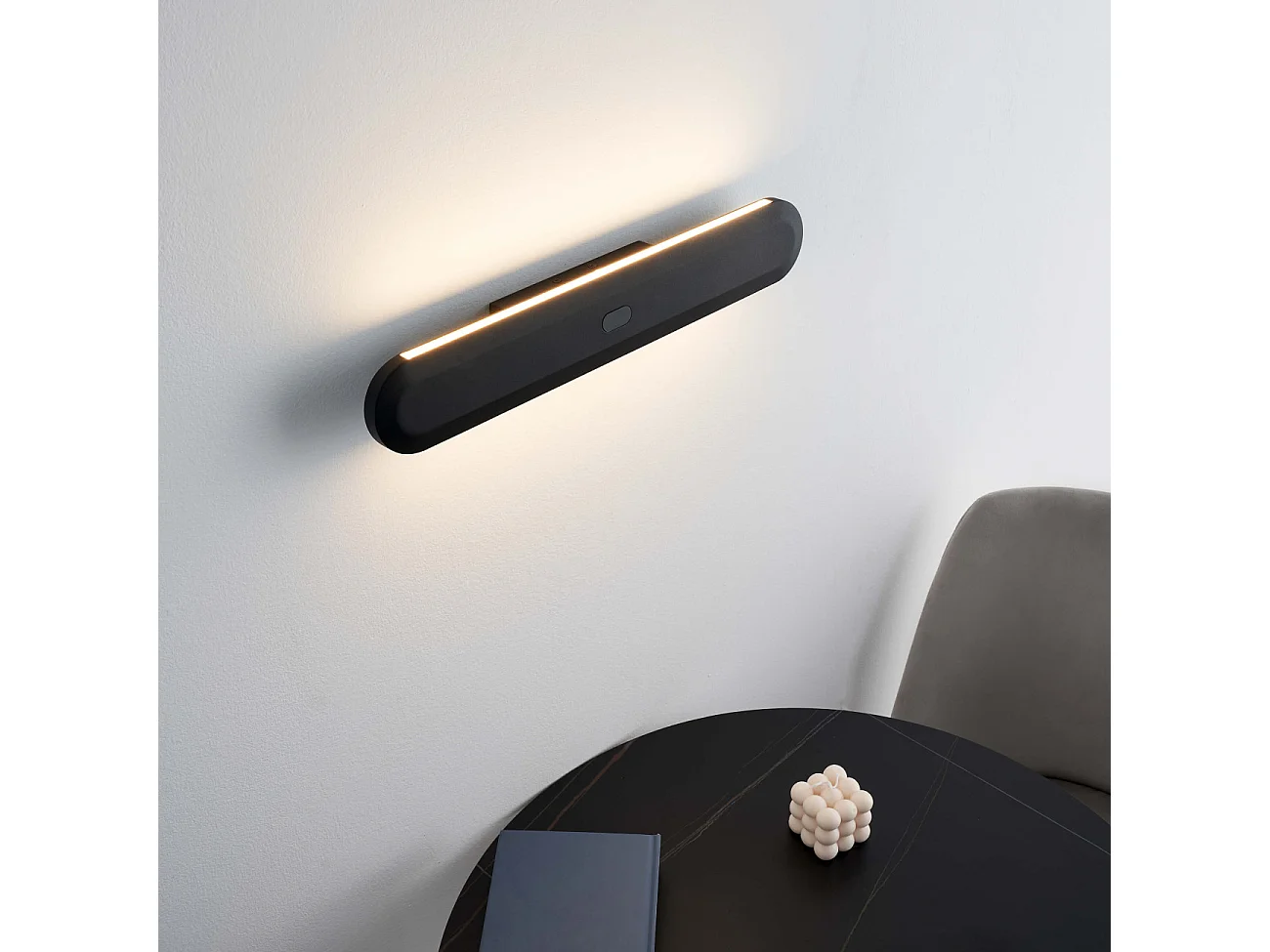 Applique murale tactile sans contact LED dimmable noire  - Aika