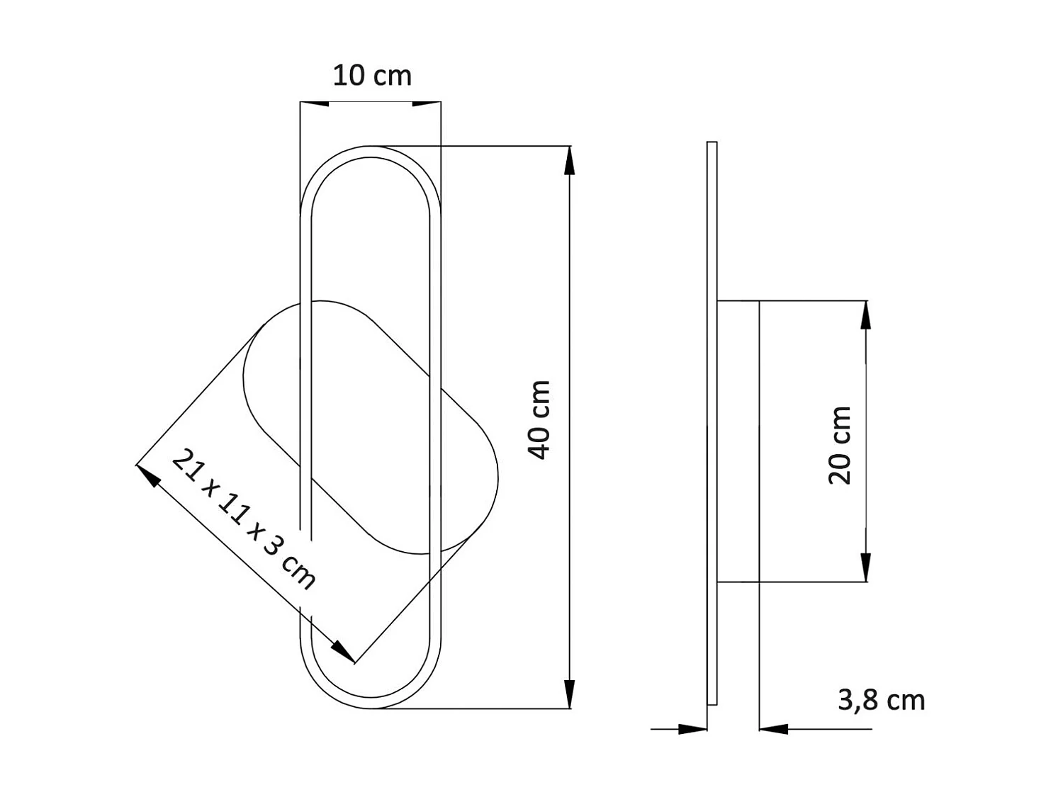 Applique murale dorée ovale design - Evelia