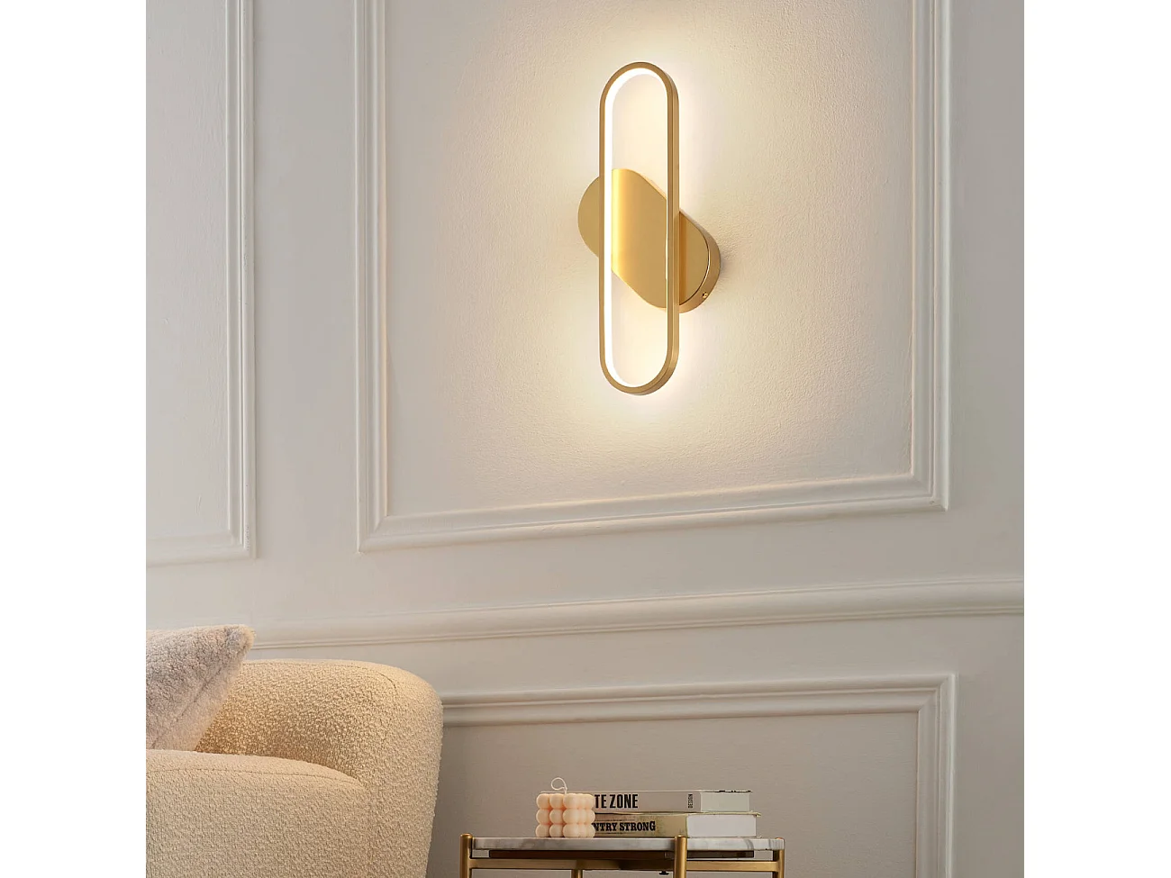 Applique murale dorée ovale design - Evelia