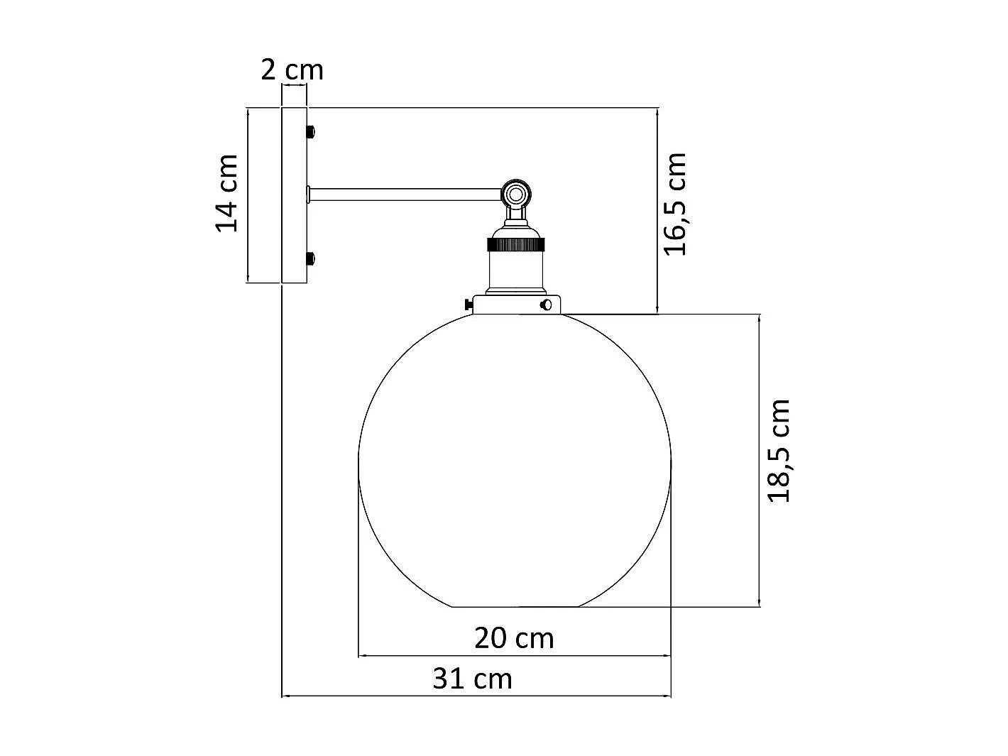 Applique rétro en verre rond - Olivia