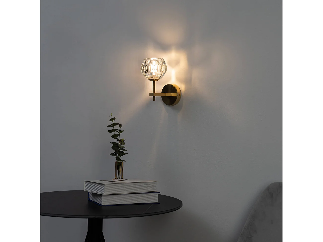 Applique murale métal doré et verre transparent - Vilamo