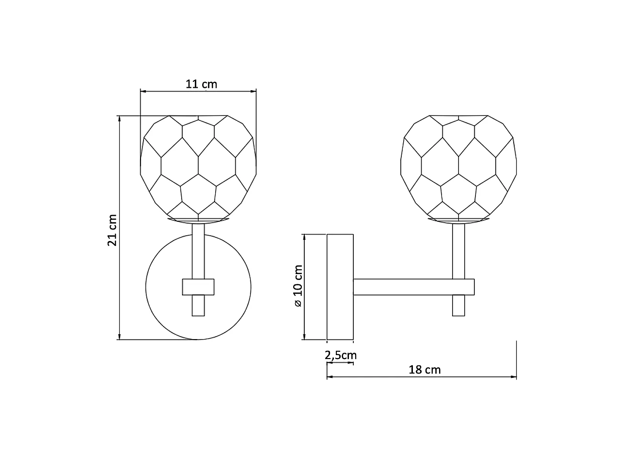 Applique murale métal doré et verre transparent - Vilamo