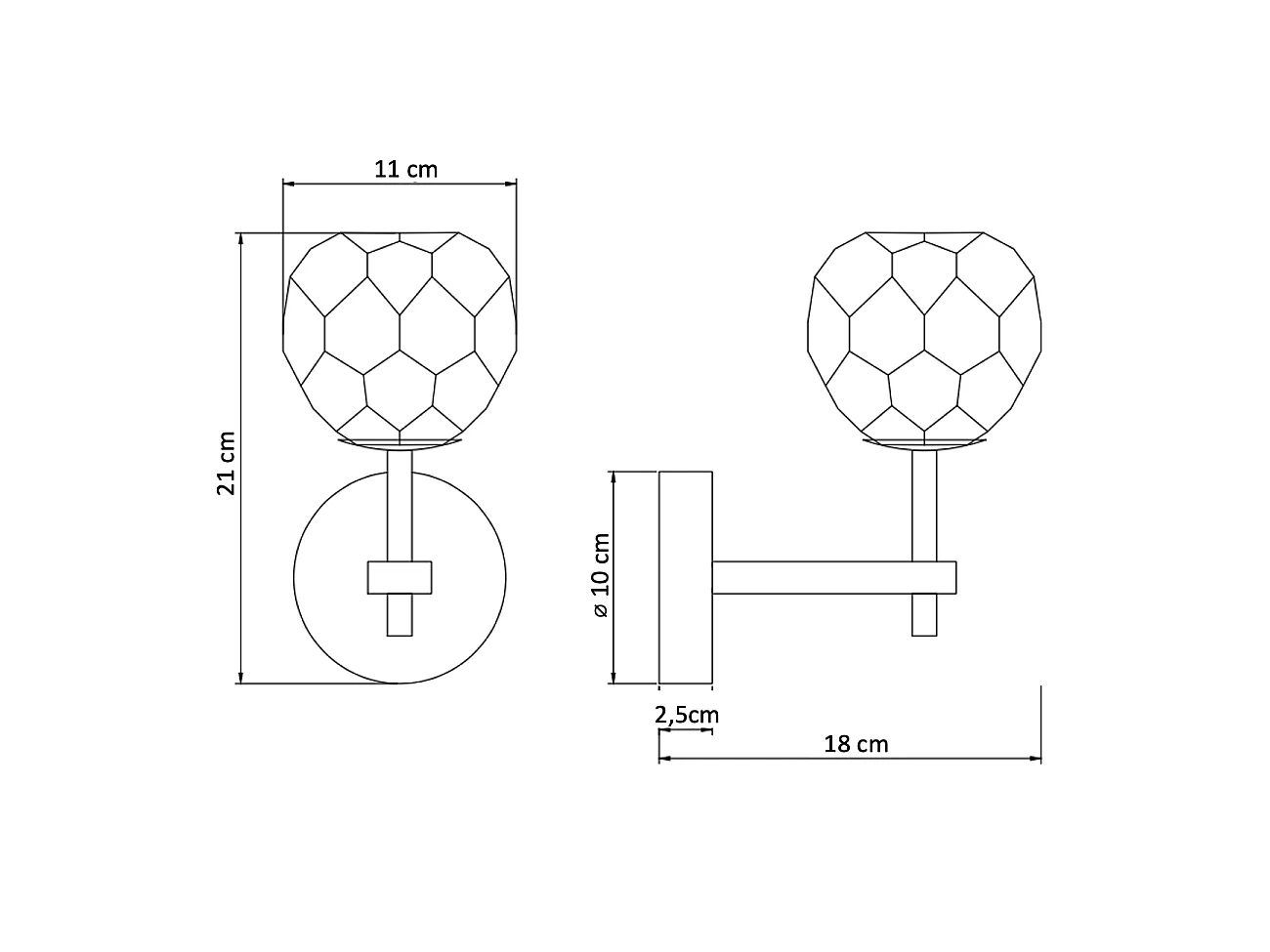 Applique murale métal doré et verre transparent - Vilamo