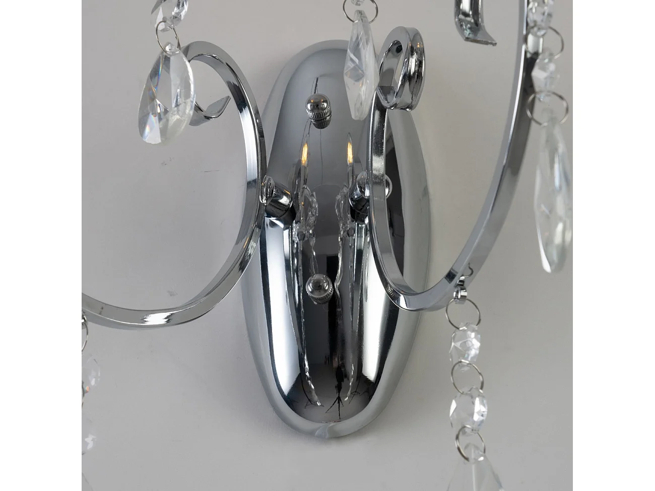 Applique 2 bras cristal baroque pampilles argent - Pavia