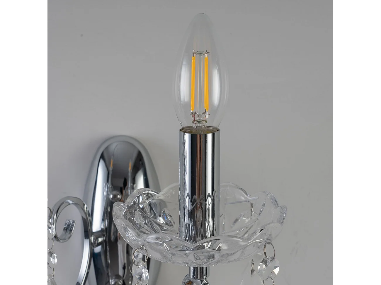 Applique 2 bras cristal baroque pampilles argent - Pavia