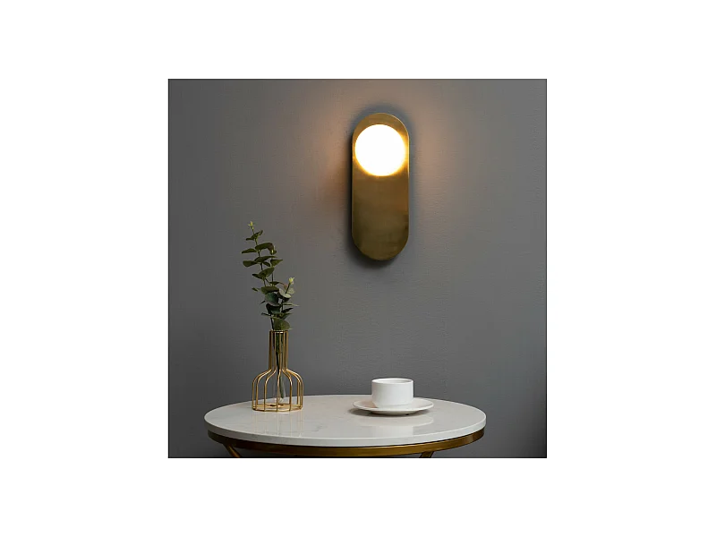 Applique minimaliste dorée satin et verre blanc - Mattina