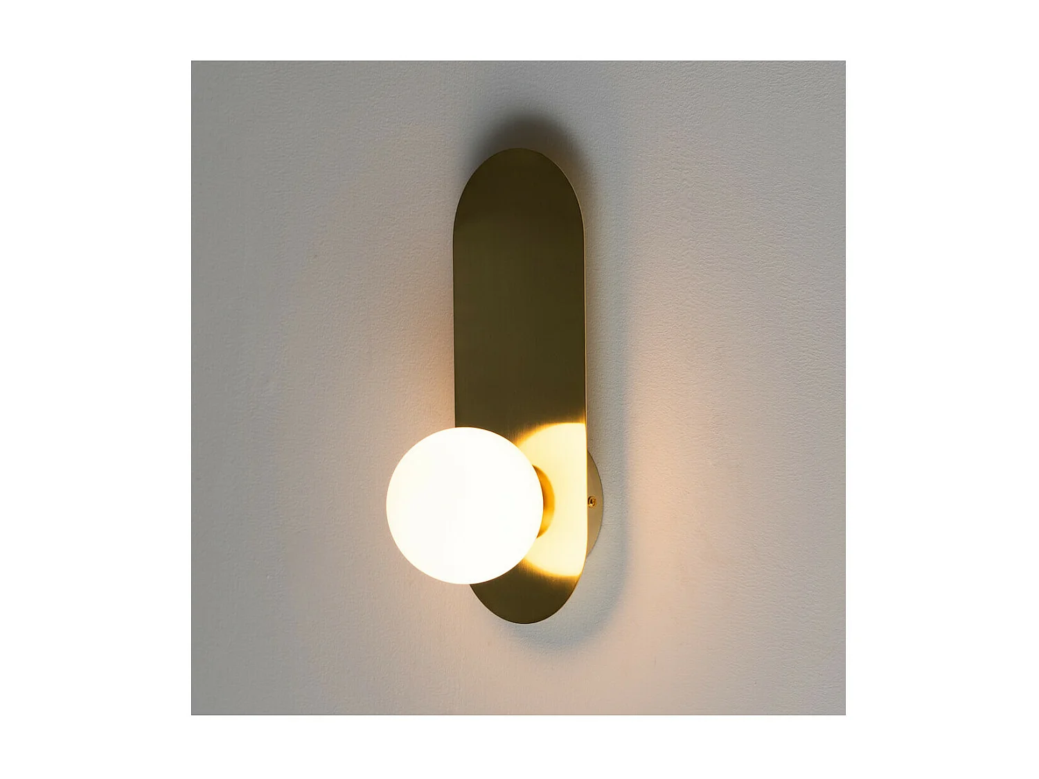 Applique minimaliste dorée satin et verre blanc - Mattina